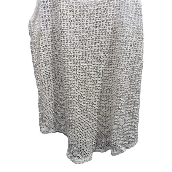 Open Knit Womens Top Size L/XL Neutral Razor Crochet Cover-up Boho Tank - Picture 4 of 8
